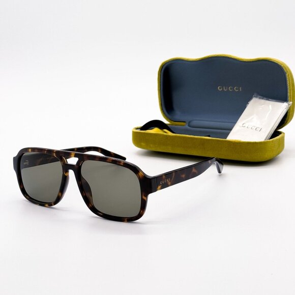 NEW GUCCI GG1342S 003 SUNGLASSES UNISEX HAVANA EYEWEAR - Picture 1 of 10
